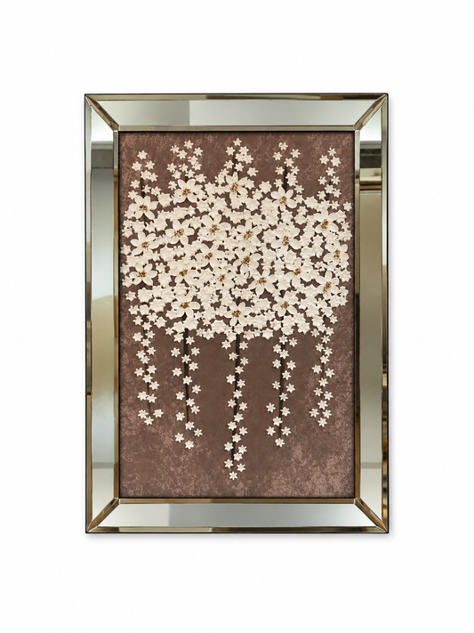 Silver Blossom Cascade Decorative Wall Art Frame - (50x70cm)