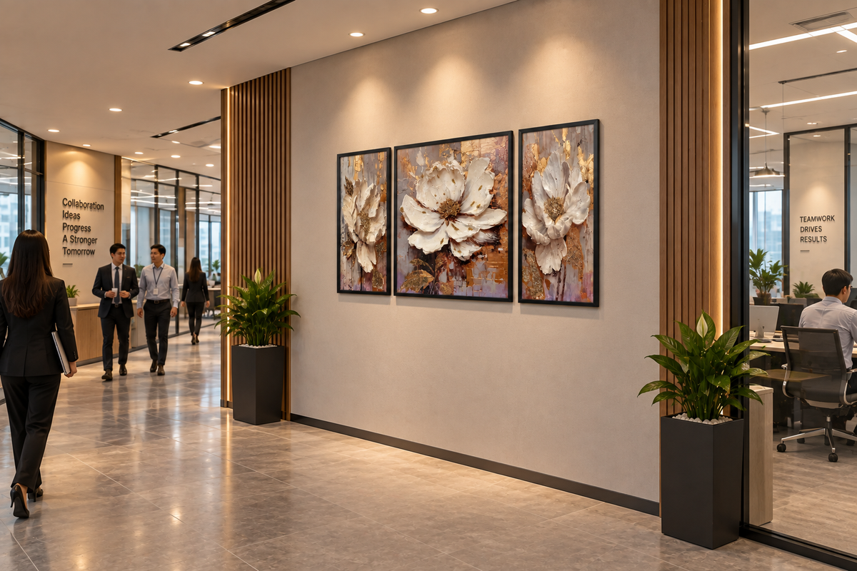 Luxe Bloom Botanical Decorative Wall Art Frame - (35x75x35cm)