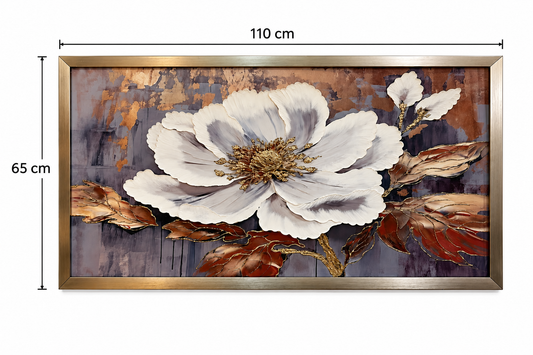 Golden Magnolia Elegance Wall Art - (65x110cm)