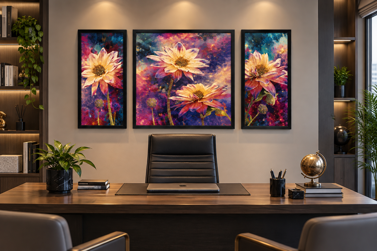 Vivid Bloom Radiance Decorative Wall Art Frame - (30x65x30cm)