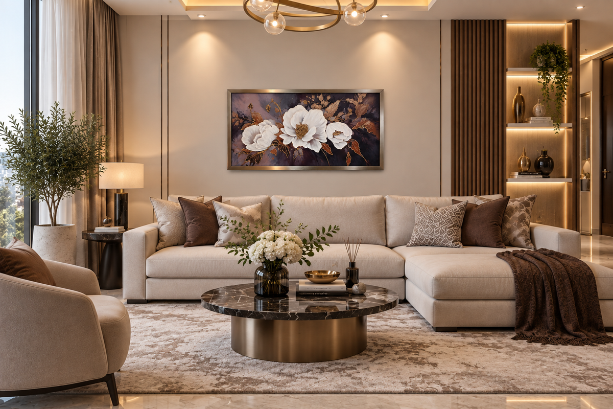 Autumn Magnolia Harmony Wall Art - (65x110cm)