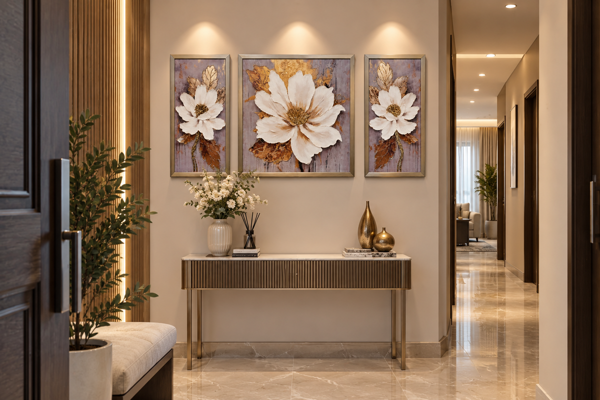 Aurelia Floral Ensemble Decorative Wall Art Frame - (30x65x30cm)