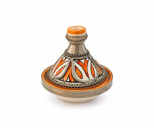 Moroccan Mini Tagine Decorative Ceramic Dish with Brass Lid - M157