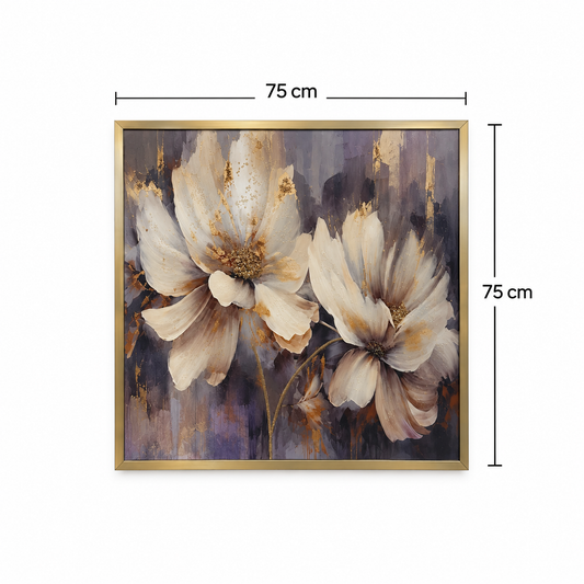 Golden Radiance Floral Decorative Wall Art Frame - (35x75x35cm)