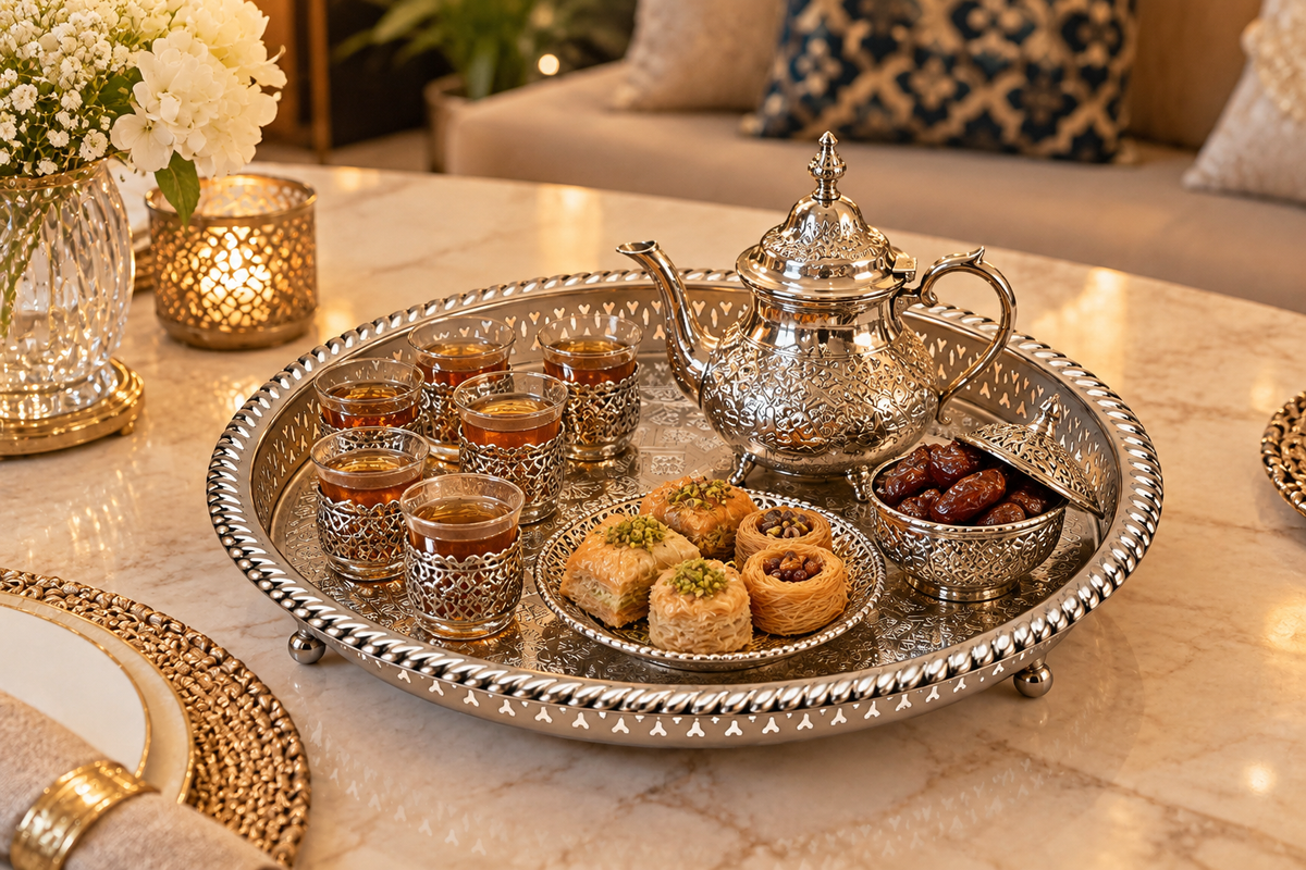 Moroccan Noorhaven Serving Silver Tray (42cm) - M90