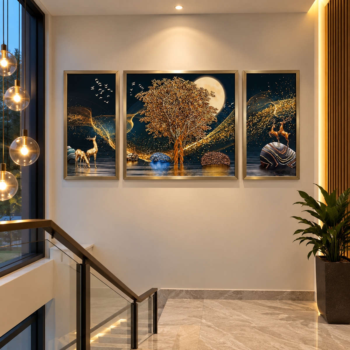 Luminous Tree of Tranquility Decorative Wall Art Frame - (30x65x30cm)