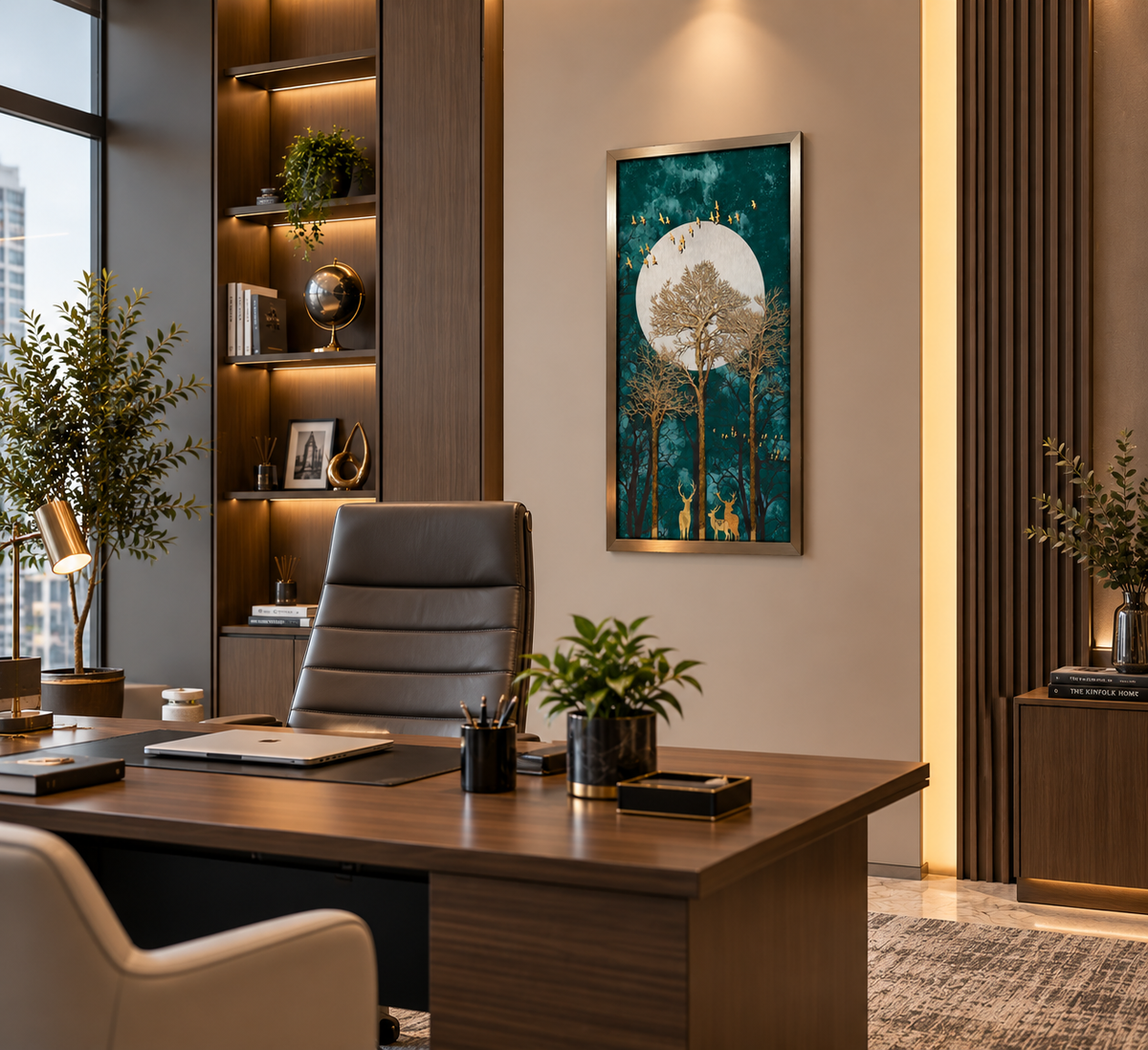 Emerald Moon Forest Premium Decorative Wall Art - (65x110cm)