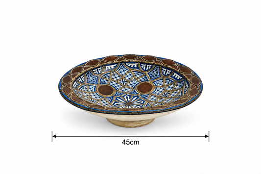 Zaynah Cobalt Medallion Moroccan w/ Copper Decorative Plate - (45cm)
