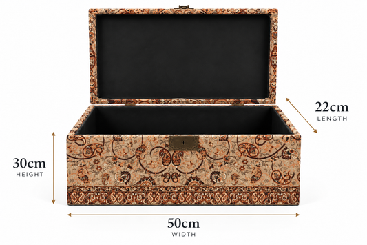 Sahar Beige Medallion Termeh Keepsake Storage Box - (30x50x22cm)