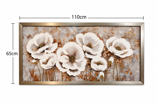 Champagne Blossom Elegance Decorative Wall Art Frame - (65x110cm)