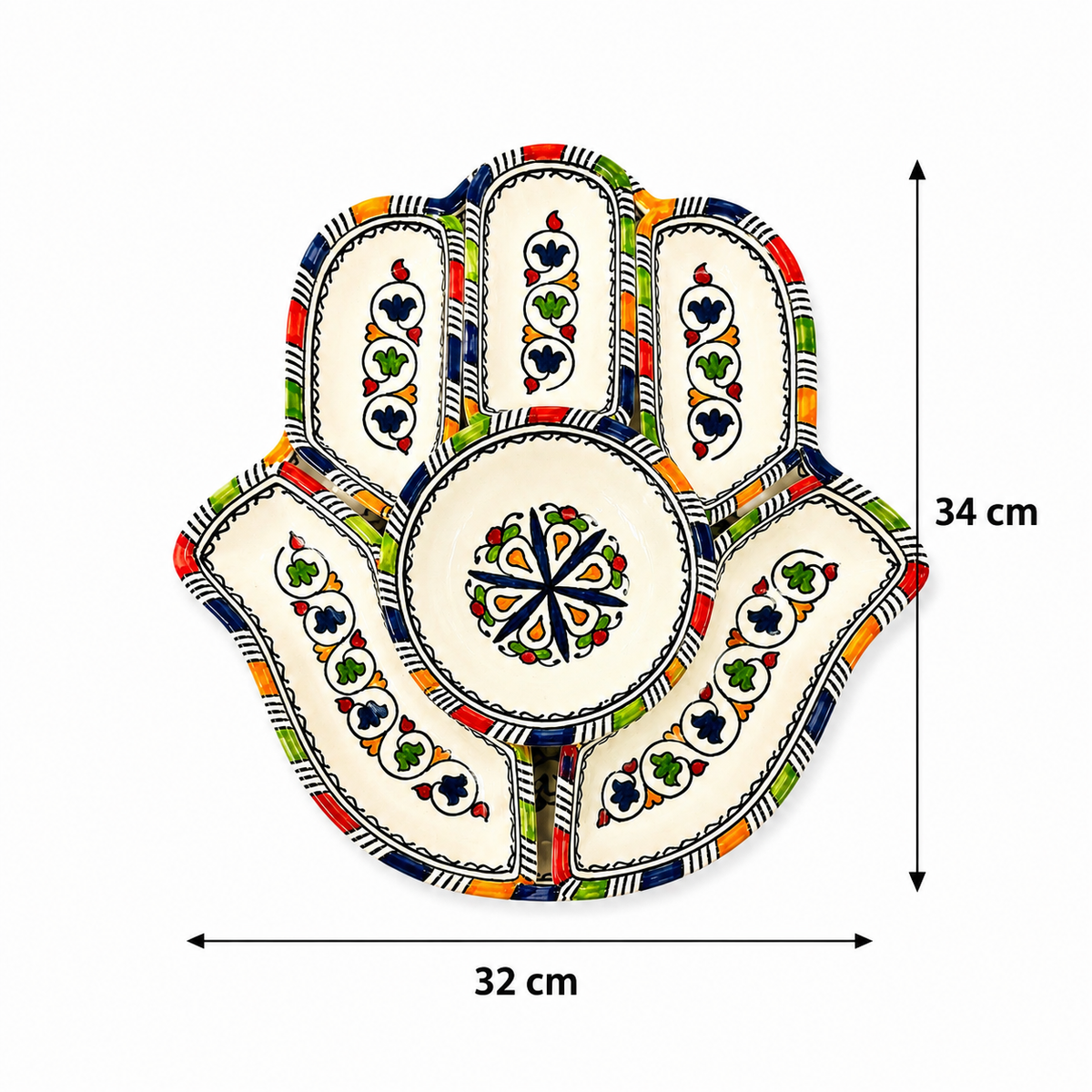 Casablanca Bloom Hamsa Ceramic Serving Tray Set - M9
