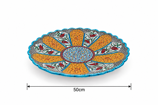 Safira Bloom Medallion Moroccan Decorative Ceramic Plate - (50cm)