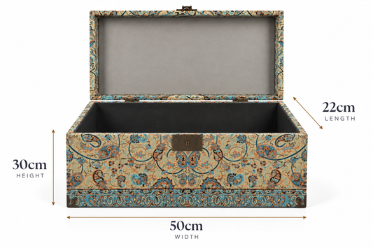 Niloufar Azure Termeh Keepsake Storage Box - (30x50x22cm)