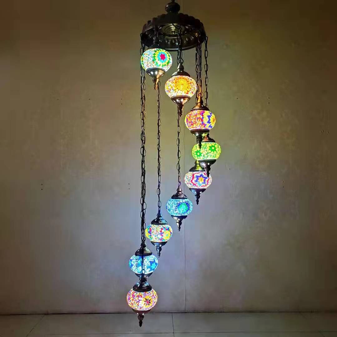 Turkish Mosaic Glass Ceiling Lamps - Spiral Design