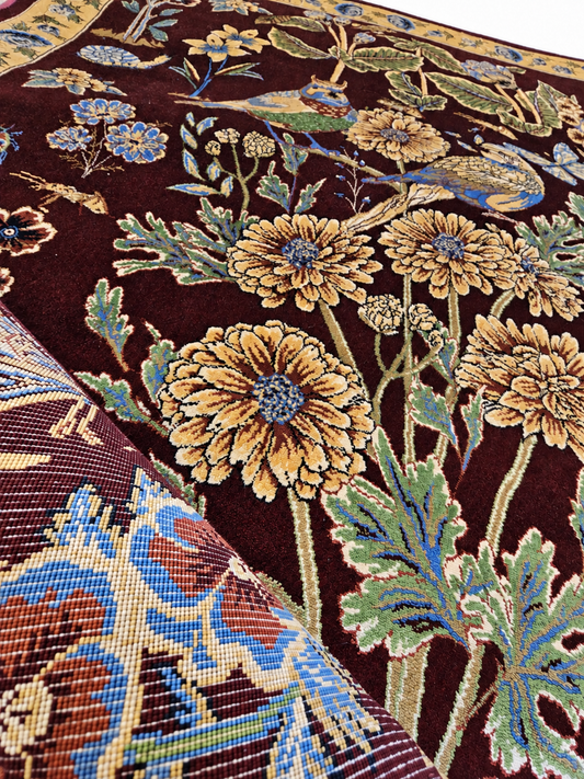 Qum Enchanted Garden Silk Carpet 60x90cm