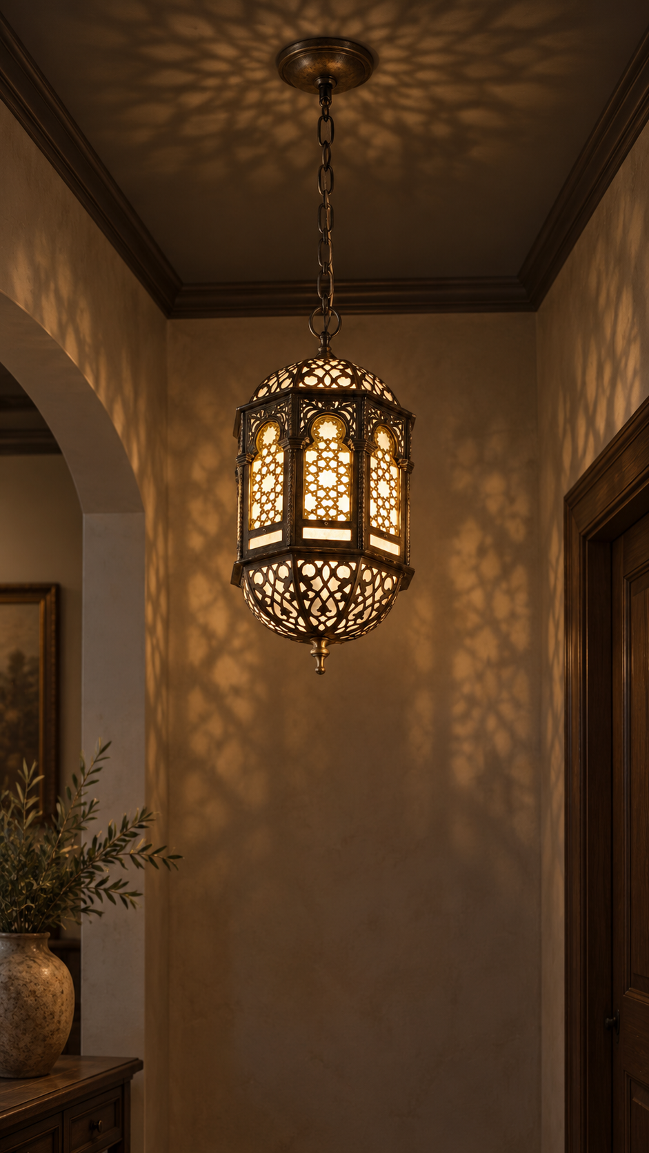 Anatolian Heritage Handcrafted Brass Ceiling Lantern