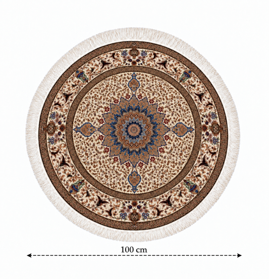 Imperial Medallion Round Silk Carpet 100cm Diameter