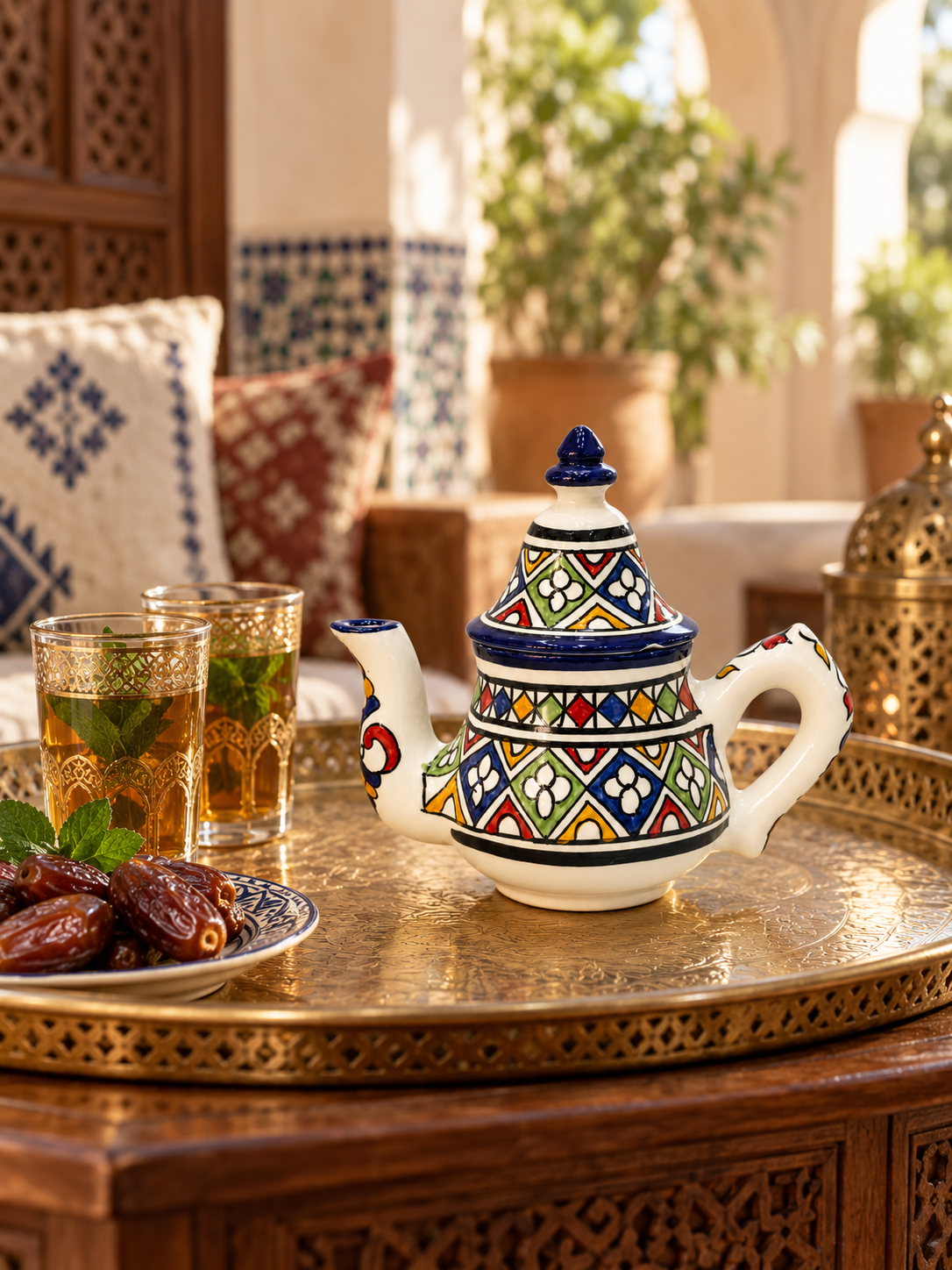 Handcrafted Moroccan Atlas Ceramic Teapot - N1 M28 (Ds02)