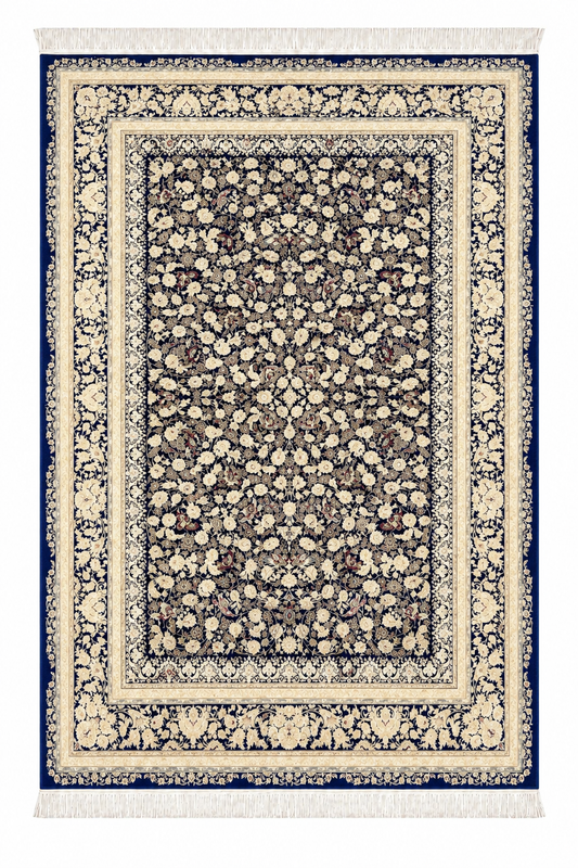 Midnight Ivory Garden Natural Persian Wool & Silk Carpet 200x300 cm