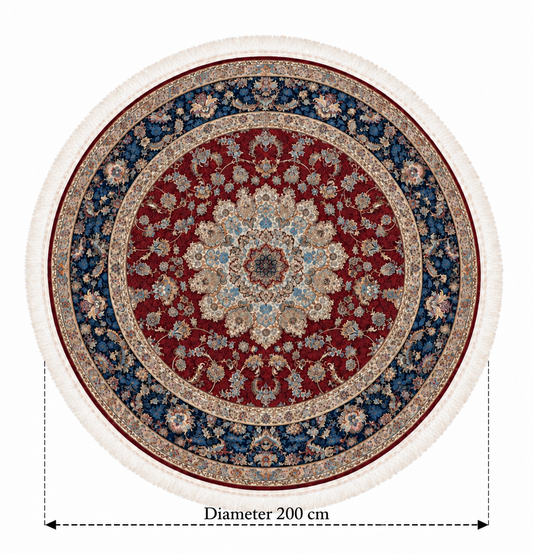 Royal Tabriz Medallion Silk Carpet Round 200cm Diameter