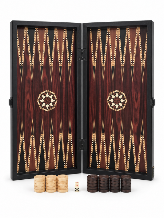 Anatolian Heritage Hand-Carved Wooden Backgammon Set