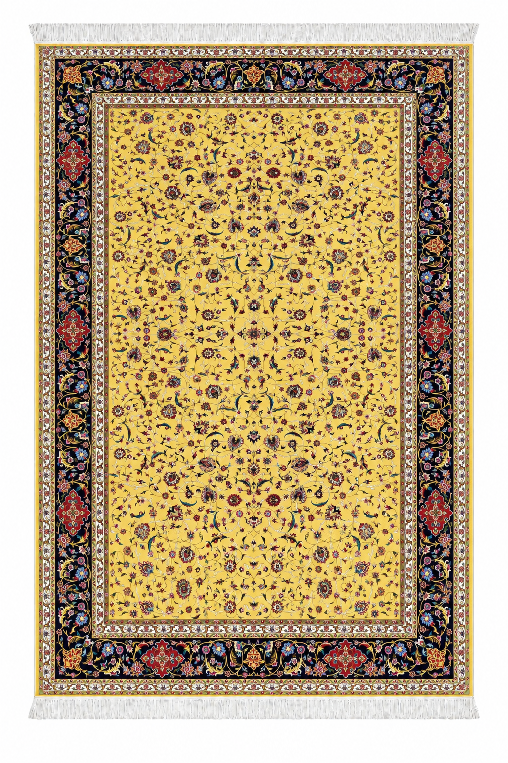 Golden Heritage Hand-Bordered Natural Persian Wool & Silk Carpet 250x350 cm