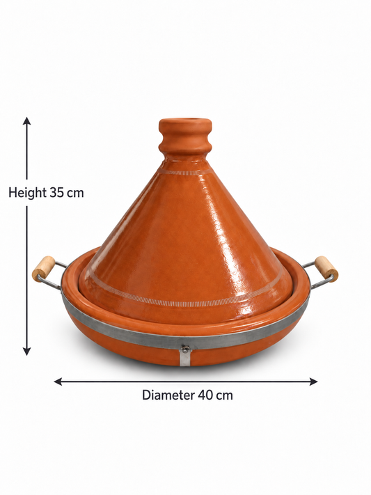 Traditional Moroccan Clay Cooking Tajine with Handle (Ds02)