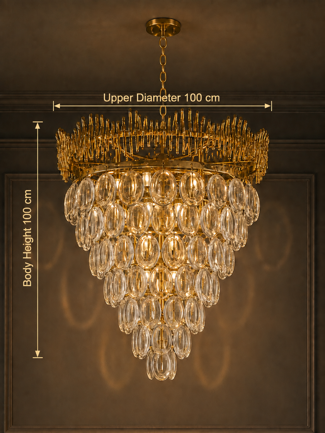 Golden Cascade Oval Crystal Chandelier
