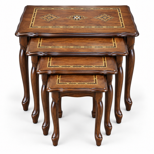 Anatolian Mosaic Beechwood Nesting Table Set 4in1