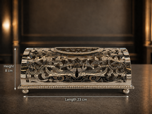 Moroccan Silver Arabesque Tissue Holder M107