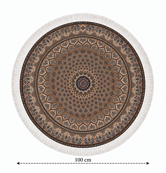 Persian Imperial Sunburst Round Silk Carpet 100cm Diameter