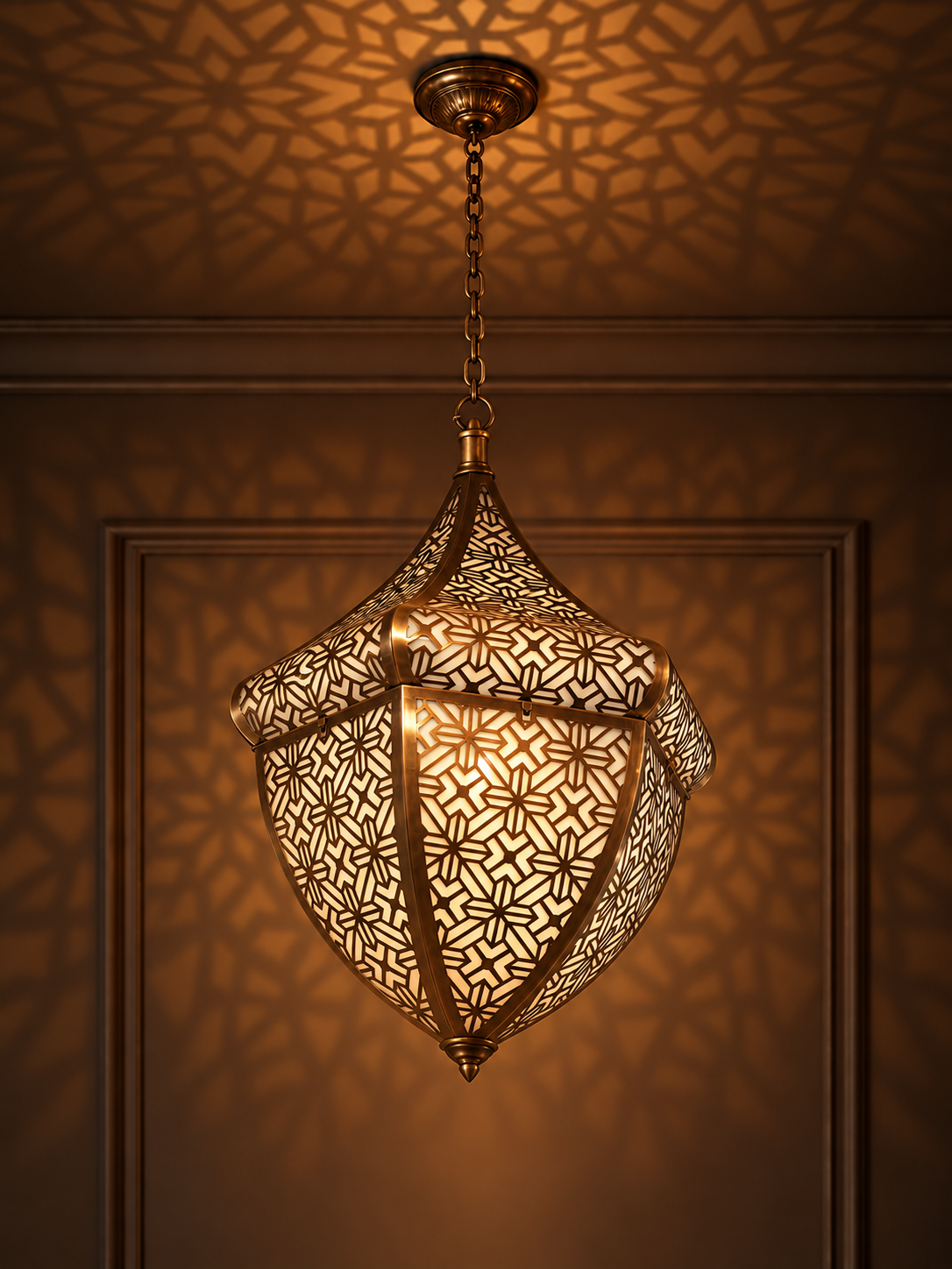 Anatolian Star Laser-Cut Turkish Brass Chandelier