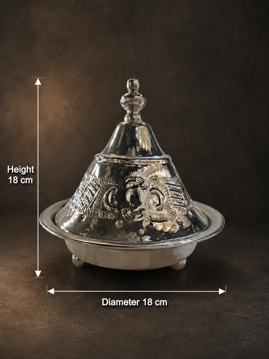 Moroccan Engraved Silver Tajine - M137