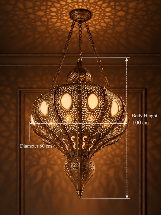 Ottoman Crown Handcrafted Pure Brass Chandelier