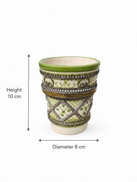 Handcrafted Marrakesh Tea Glass with Silver Filligree (Ds04)