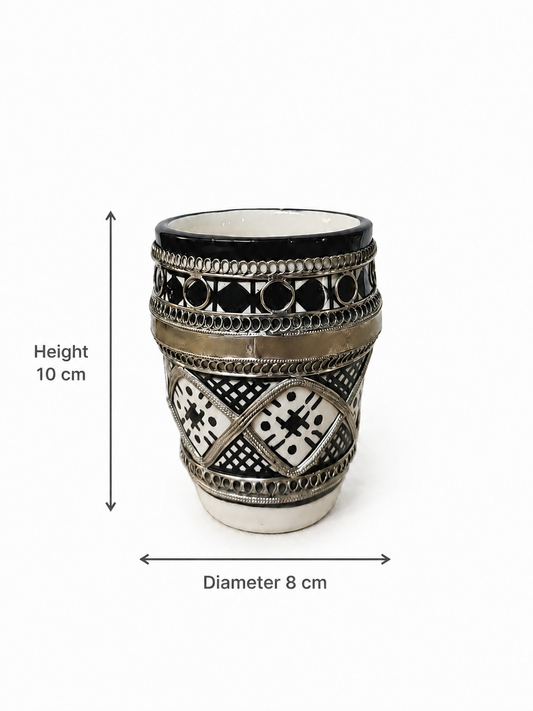 Handcrafted Marrakesh Tea Glass with Silver Filligree (Ds03)