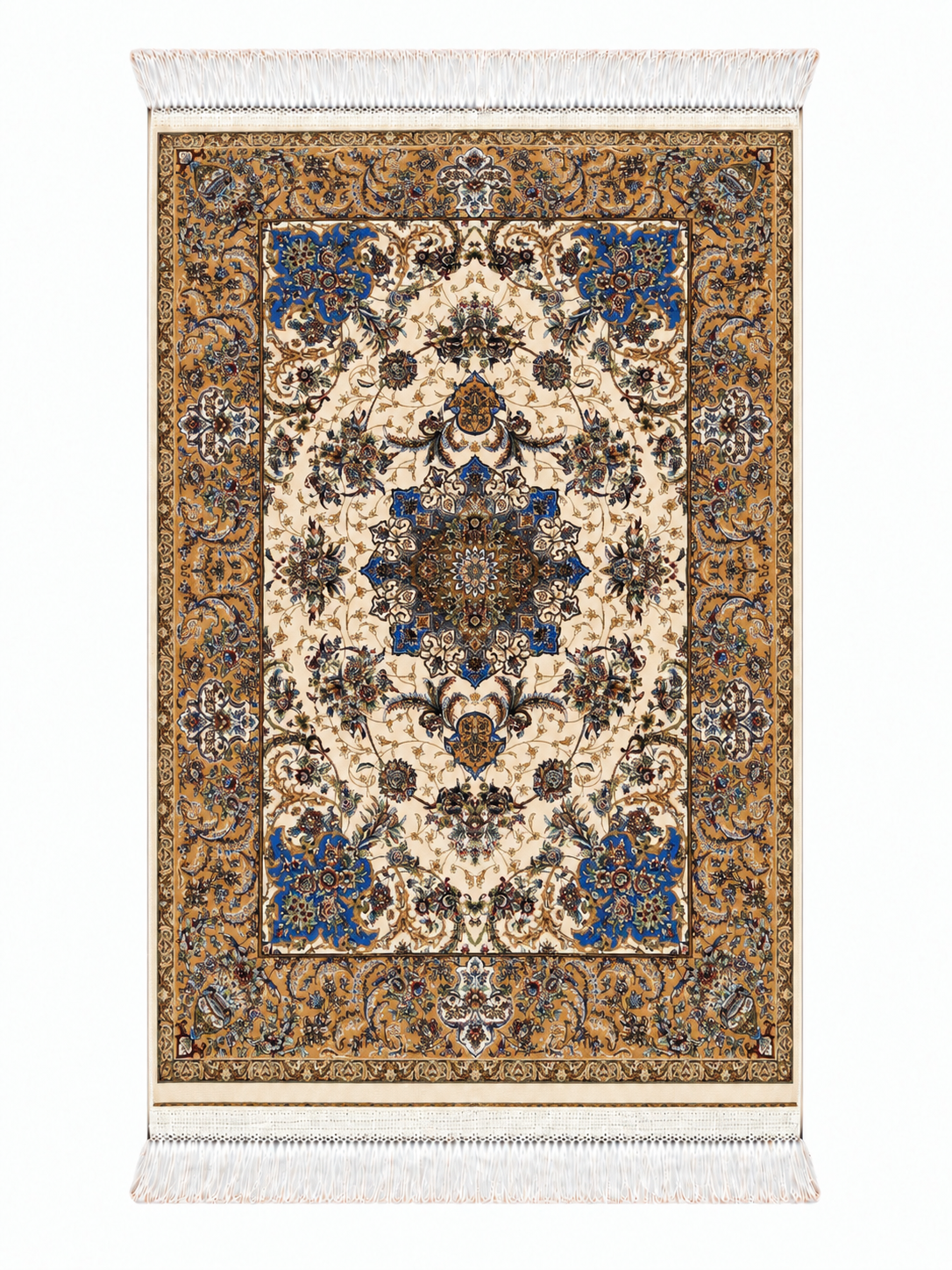 Golden Sapphire Medallion Silk Carpet 60x90cm