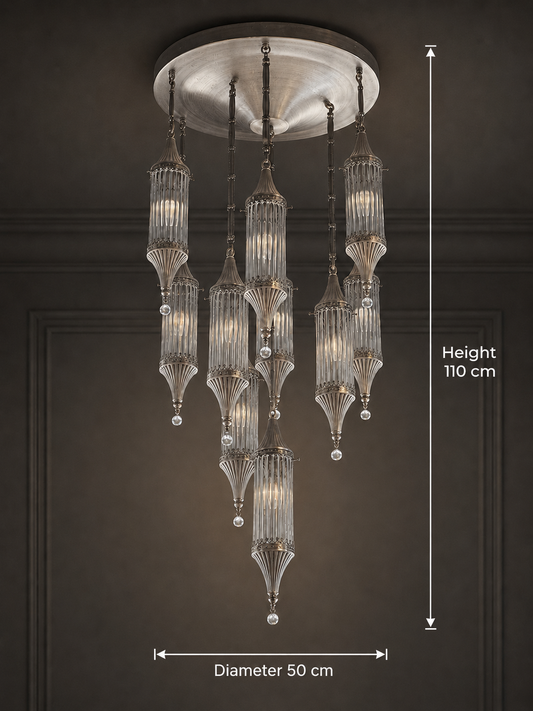 Silver Cascade Lantern Chandelier