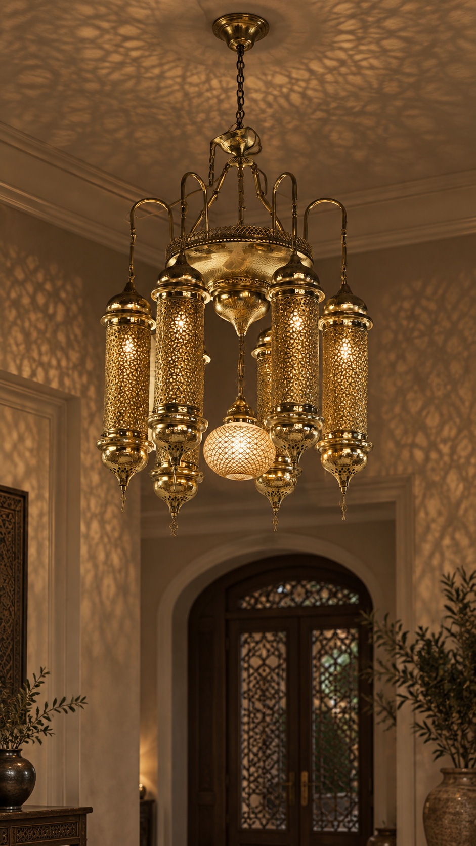 Ottoman Golden Radiance Laser-Cut Chandelier