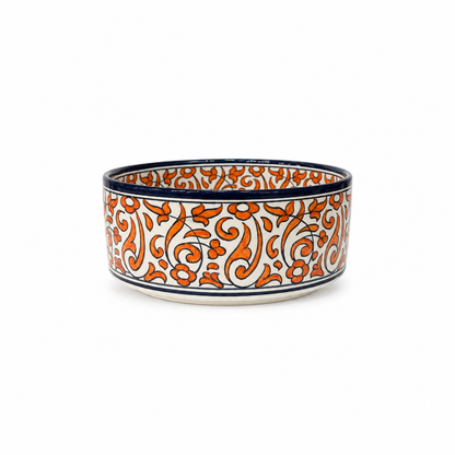 Andalusian Ember Ceramic Countertop Basin–Orange Arabesque Pattern - M38