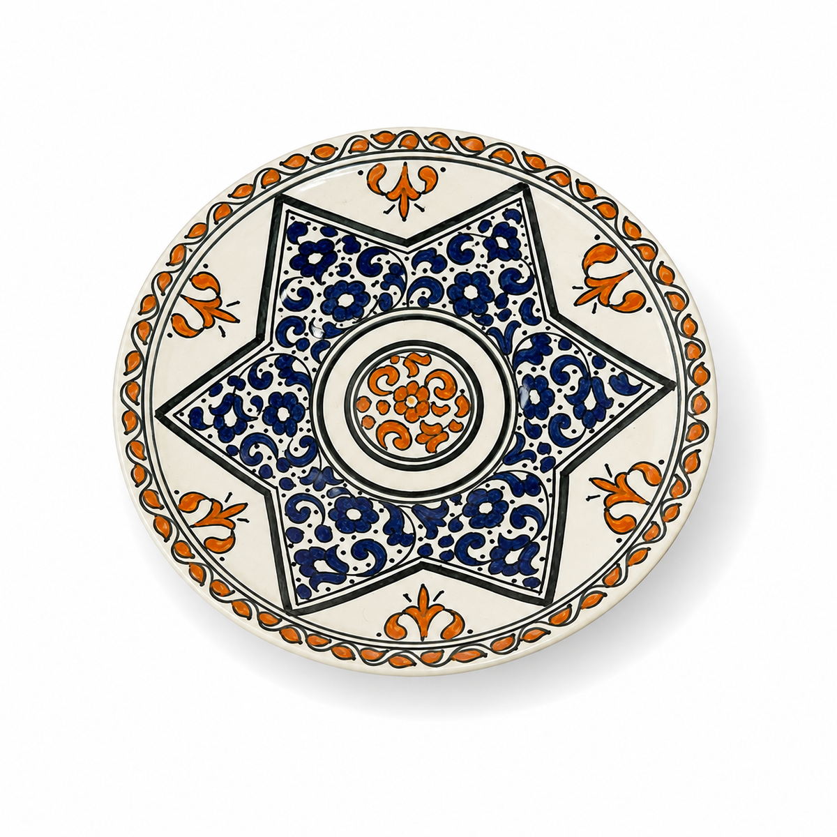 Moroccan Mosaic Ceramic Serving Plate–Handcrafted Decorative Tableware & Display Dish 26cm - M15 (03)