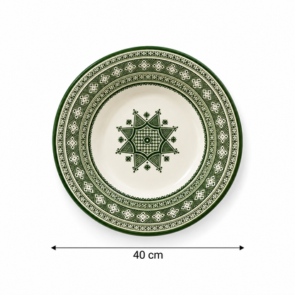 Emerald Medina Artisan Moroccan Handcrafted Ceramic Plate - M3