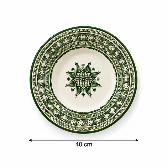 Emerald Medina Artisan Moroccan Handcrafted Ceramic Plate - M3