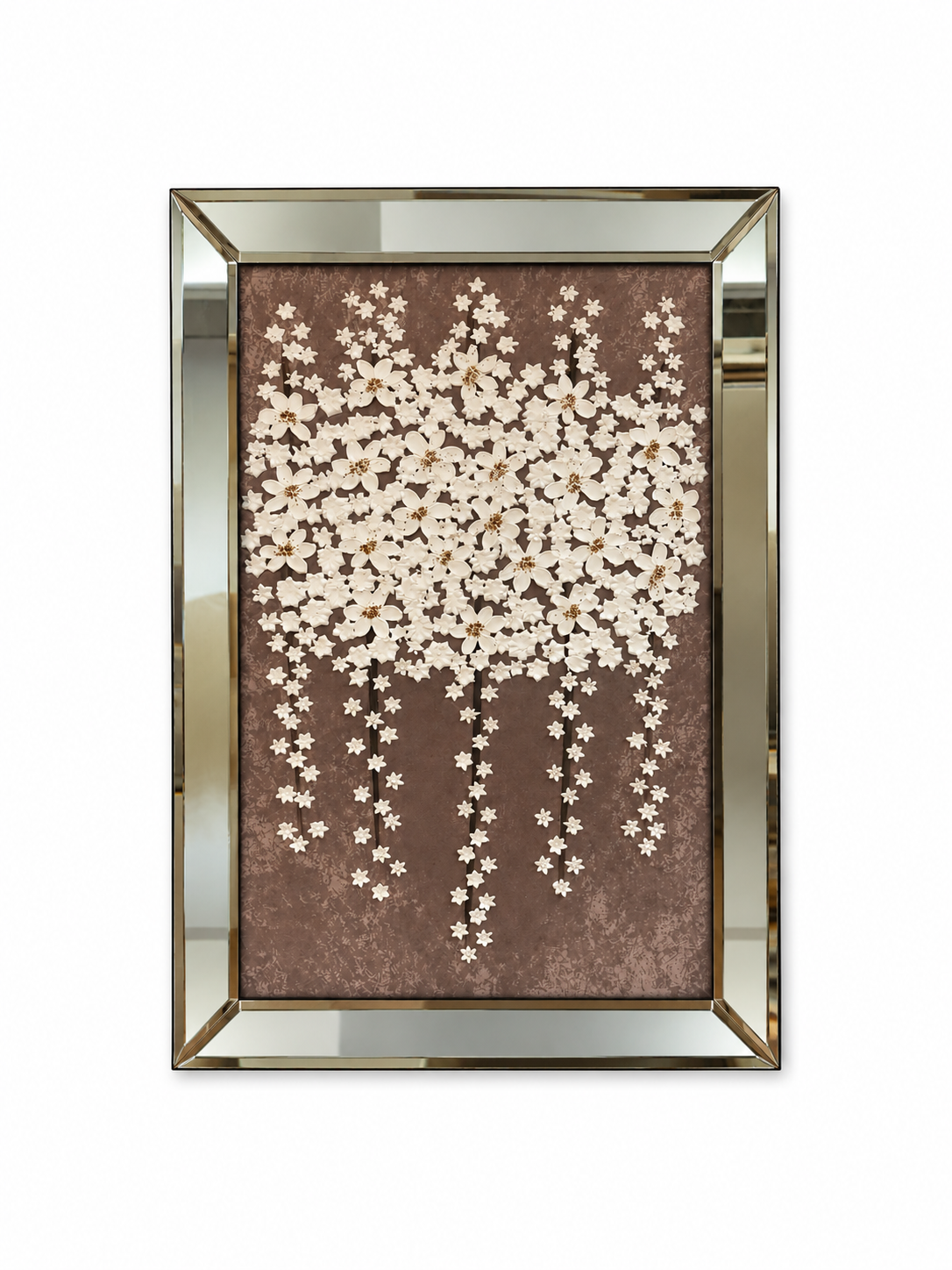 Silver Blossom Cascade Decorative Wall Art Frame - (50x70cm)