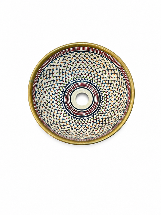 Imperial Mosaic Copper-Rim Vessel Basin - M41