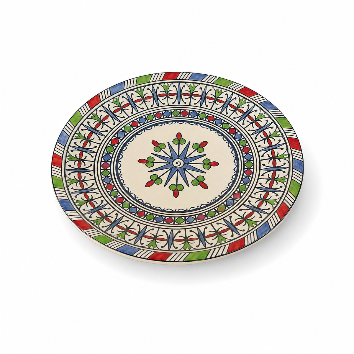 Moroccan Mosaic Ceramic Serving Plate–Handcrafted Decorative Tableware & Display Dish 26cm - M15 (02)
