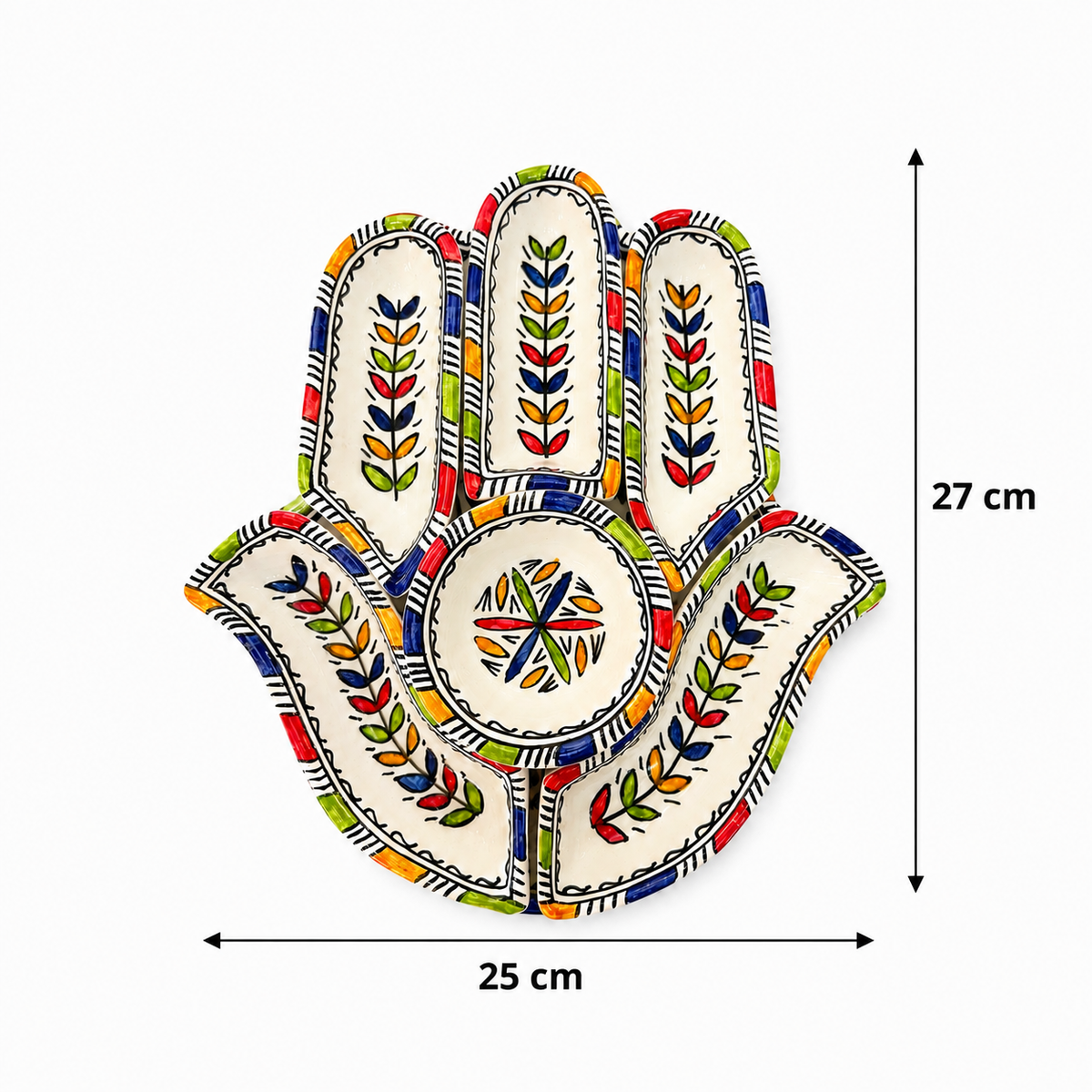 Oasis Petals Hamsa Ceramic Serving Tray - M10