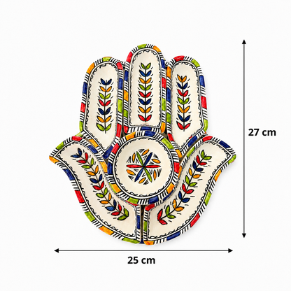 Oasis Petals Hamsa Ceramic Serving Tray - M10