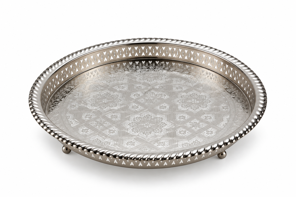 Moroccan Noorhaven Serving Silver Tray (42cm) - M90