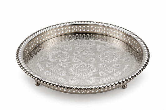 Moroccan Noorhaven Serving Silver Tray (42cm) - M90